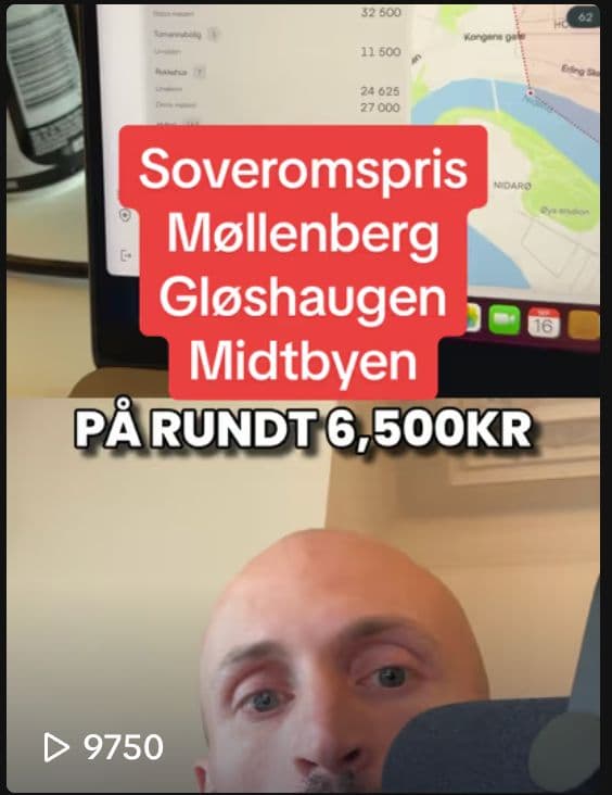 hva koster det å leie et soverom i trondheim?